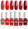 DMQ Nail Polish Set - 6Pcs Burgundy Glitter Wine Red Varnish Kit, Sparkle Shimmer Bloody Red Gel Kit - Quick Drying Non-Toxic Water Based Paint for Manicure DIY Gifts for Women