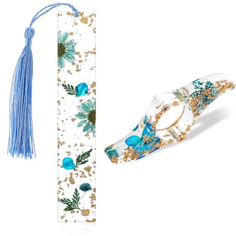 Lesezeichen Mädchen 2 Stück Harz Buchseitenhalter,Transparente Florale Buch Seite Halter und Buch Mark Handgemachte Lesezeichen mit Quaste Niedlich Zubehör Geschenk für Leseliebhaber Studenten Lehrer