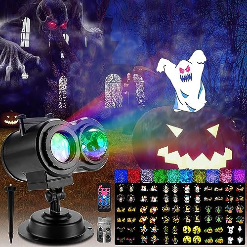 Christmas Projector Lights Outdoor, 12 Slides Patterns & 10 Colors Ocean Wave Waterproof Snowflake Projector Light for Outdoor Xmas Halloween Holiday