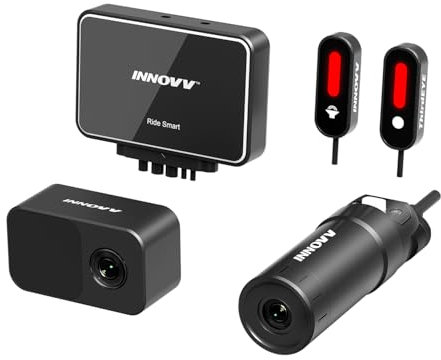 INNOVV RC6 Motorcycle Camera and Blind Spot System with Motorcycle Dash Cam Front and Rear 2K+1080P and Motor Blind Spot System with Voice and Indicators Alert Suitable for Many Motorcycles