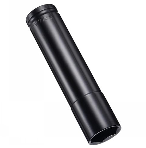 MACHSWON Llave de vaso de impacto de 27 mm de profundidad con diseño de 6 puntos, acero Cr-V tratado térmicamente de 150 mm de longitud, tamaños métricos