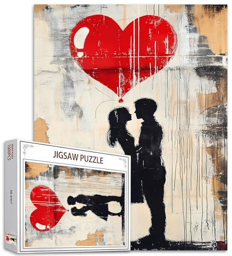 Tucocoo Love Street Art Puzzle 1000 Teile Puzzles für Erwachsene, Banksy Paar Moderne Kunst Puzzles für schwierige herausfordernde Familienaktivitätsspiele DIY Handwerk Puzzle für Heimdekoration