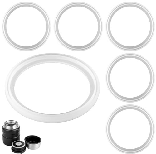 6pcs Replacement Gaskets Compatible for Thermos Stainless King 16 & 24 Ounce Food Jar, Silicone Flask Seal Ring Seal Parts O-Ring Replacement Compatible for Thermos Stainless King Food Jar BPA Free