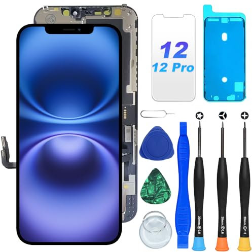 DIGI4U LCD für iPhone 12/iPhone 12 Pro Display Bildschirm Ersatz, DC-Dimmen - Besseres Seherlebnis, 6,1 Zoll 3D Touch LCD Digitizer Assembly Reparaturkits kompatibel mit iPhone 12/iPhone 12 Pro