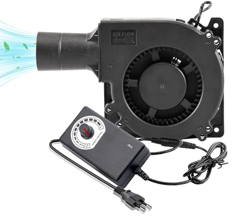 Silkwish Gebläse Lüfter 230V mit Drehzahlregler - AC Radiallüfter mit Regler, Turbinengebläse für Heizgeräte Grill BBQ Picknick, Kühlung Lüfter für Haushaltsgeräte - 120 x 32mm