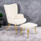 Sessel mit Hocker Wohnzimmer Relaxsessel, Ohrensessel mit Hocker Teddy-Plüsch Sessel Lesesessel Schlafzimmer Lounge Sessel Stilvolles Design Weiß
