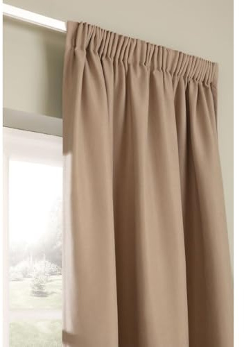 Moondream ThermActiv® Thermovorhang Winter+Sommer | Patentierte Technologie | EU Herstellung | Faltenband | Beige MC8220 | 130B x 250H cm