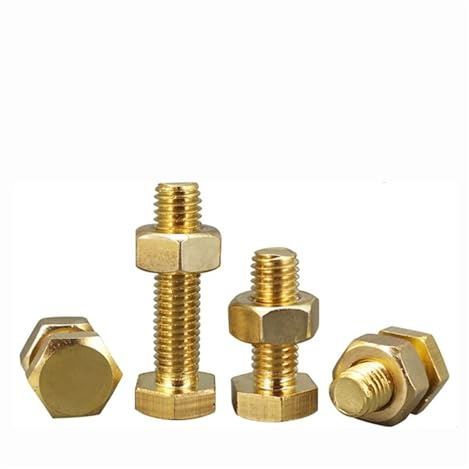 KSeSii Tornillos y Tuercas de latón hexagonales externos M4 M5 M6 M8 Juego de Tornillos y Tuercas Tornillos de Cobre de extensión Completa de Gran tamaño Sujetadores de Hardware(M8x16(5set))