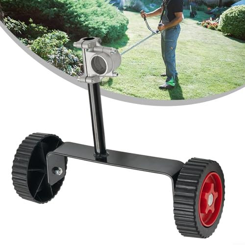 String Trimmer Wheels Set Adjustable Support Grass Eater Grass Cutter Attachment Metal Frame Plastic Roller Garden Tool Accessory for Lawn Mower 12.3cm Diameter(28)