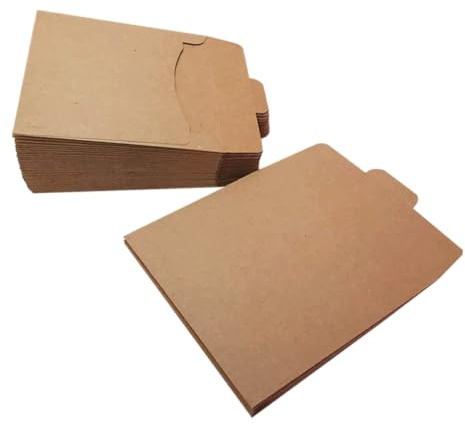 PACKOVE Kraftpapiertüten Dekorierbare Papiertaschen Braune aus Robustem Papier 50 Stück für CD Dokumente und Karten für Geschenkverpackung und Versand