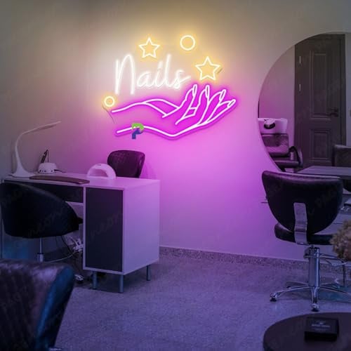 Nail Salon HKT Hair Washing, Cutting and Styling Combo LED Neon Sign for Wall Decor USB Adjustable Brightness Living Room Bars Pub Club Gatherings Art Wall Decor
