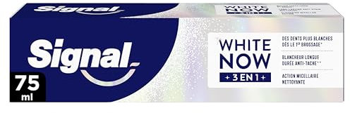 Signal White Now - Dentifrice 3 en 1- Incontournable - Blancheur Longue Durée Anti-tache - Action Micellaire Nettoyante - 96% d'ingrédients d'origine naturelle - 2x75ml