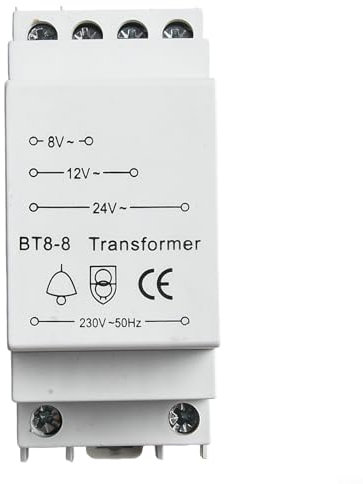 Door Bell Transformer, Input 230V, Output 8V/12V/24V Doorbell Transformer For Wired Doorbell Chimes, Mounts On A Standard 35Mm Guide Rail