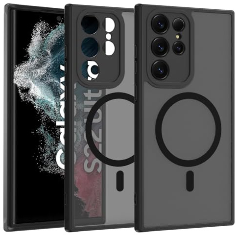ZYIMOU für Samsung Galaxy S22 Ultra Hülle Kompatibel mit MagSafe, Handyhülle Magnetisch für Samsung S22 Ultra Kameraschutz Rückseite Dünn Stoßfest Schutzhülle (Schwarz)