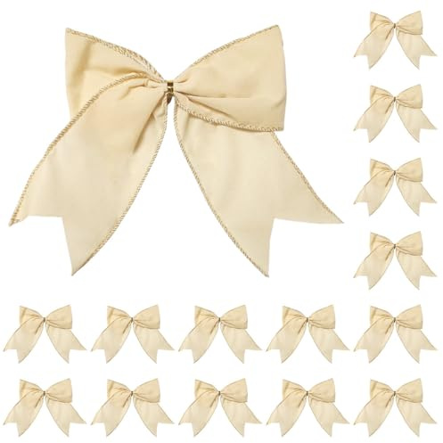 DONGKER groß Weihnachtsschleifen, 15 Stück 15cm Samtschleifen, Schleifen Weihnachtsbaum Deko mit flexiblem Draht für Weihnachtsbaum, Geschenkverpackung, Basteln Weihnachten Deko