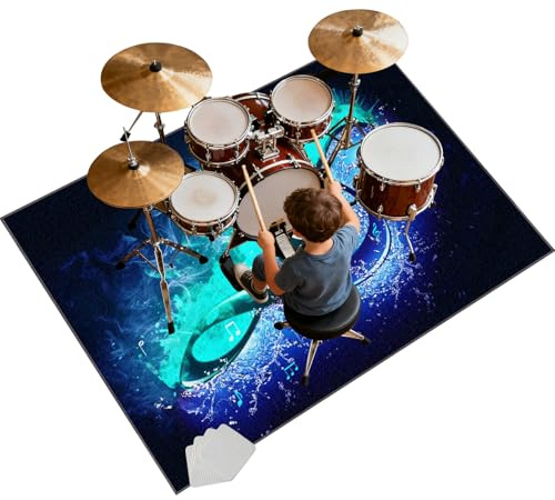 ZAJENKUB Schallschutz Teppich, Schlagzeugteppich, Drum Teppich, Schlagzeug Teppich, Schallschutzmatte 180 x 140 cm Klavier Teppich, Professionelles Rechteckiges elektronisches Jazz Schlagzeug Kit