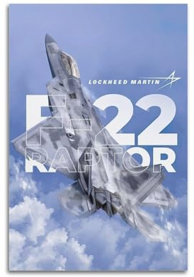 OKNGB F-22 Raptor-Poster, Motiv: Militär-Kampfflugzeug, dekoratives Gemälde, Leinwand, Wandposter und Kunstdruck, moderne Familienschlafzimmer-Dekoration, Poster, 30 x 45 cm