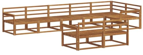 vidaXL Outdoor-Sofagarnitur 8 pcs Natur Massivholz Akazie, Akazienholz-Sofa, modernes Outdoor-Möbel, Garten-Lounge-Set, langlebige Terrassen-Couch, vielseitige Poolbereichs-Sitzgelegenheiten
