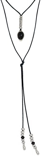 Beau Soleil Jewelry Damen Lederkette mit Anhänger Schwarzer Onyx Stein Ibiza Style Lederschmuck Halskette Damenkette