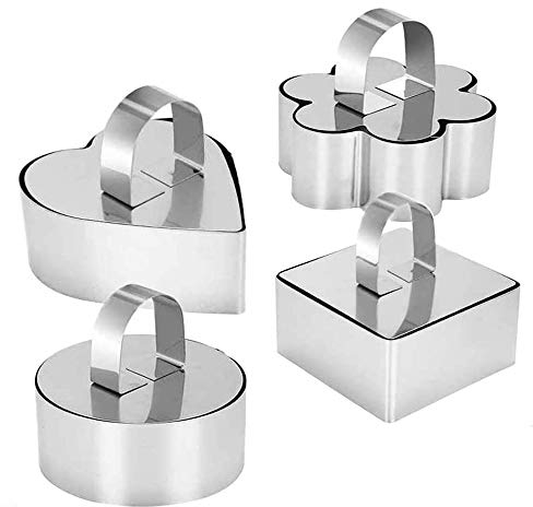 AGDLLYD Emporte-pièces,Cercles de présentation,Lot de 4 Emporte-Pièces Ronds Avec Poussoir En Acier Inoxydable De Haute Qualité