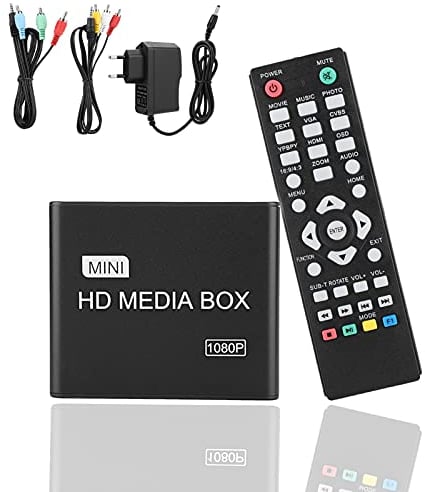 Lecteur Multimédia HDMI, Mini 1080P Full HD Lecteur Vidéo Multimédia Numérique Support Carte SD/MMC, Disque U, Disque Dur Périphériques de Diffusion Multimédia Multiples.(EU)