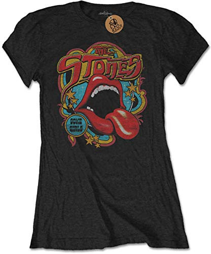 The Rolling Stones Ladies T-Shirt Retro 70s Vibe Black