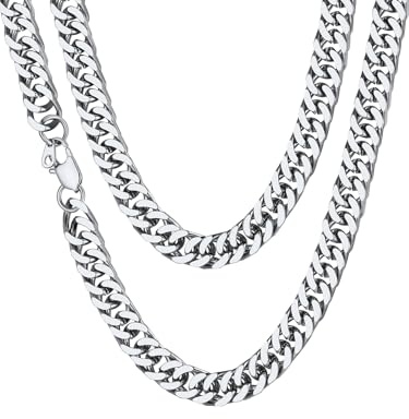 ChainsHouse Panzerkette Herren Damen Halskette Edelstahl Kubanische Kette | 3/5/7/10/13mm，Silber / Gold / Schwarz，Geschenk für Herren