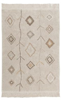 Lorena Canals waschbarer Teppich für Kinderzimmer KAAROL EARTH in erdigen Farben.Handgefertigt in rechteckiger Form mit kurzem Flor aus natürlicher Baumwolle und ungiftigen Farbstoffen-Größe:200x140cm