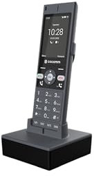 COCOMM DT200 Teléfono inalámbrico con SIM, 4G, Volte, VoWiFi, Formato DECT, Base de Carga, Bluetooth, Uso Profesional, Uso residencial, móvil de fácil Funcionamiento, Color Negro