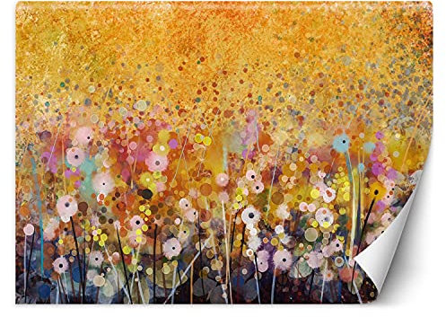 Feeby Papier Peint Intisse Plantes Nature Fleurs 300x210 cm orange Moderne Panoramique XXL Photo Mural Muraux Chambre Bureau Salle Prairie Fleurie Abstrait