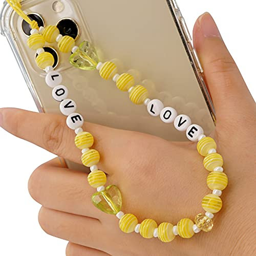 Böhmische Handykette Handy Straps Vintage Neue Acryl Lächeln Stern Perlen Kette Bunte Perlen Strap Telefon Anhänger für Mobile Mobile Phone Chain Handy Schmuck Hängen Chian für Frauen Mädchen