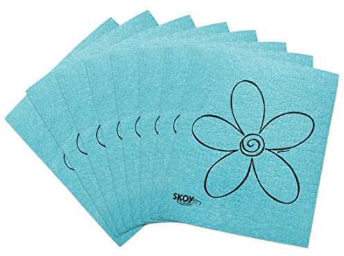 Skoy Tuch, umweltfreundliches und wiederverwendbares schwedisches Geschirrtuch, für Küche und Haushalt, umweltfreundlich, spülmaschinenfest, plastikfreie Verpackung, türkis, 8er-Pack