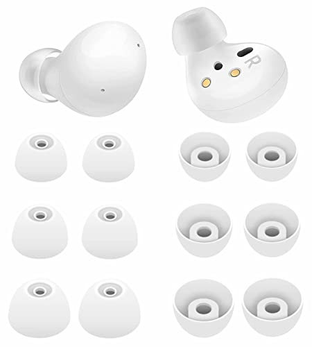 6 Pairs Galaxy Buds 2 / Plus Ear Tips Earbuds, S/M/L Mixed Size Soft Silicone Rubber Eartips Wing Gel Fit In Case Skin Accessories with Storage Box Compatible with Samsung Galaxy Buds 2 / Plus - White