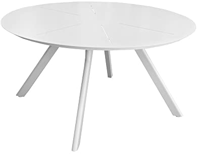 Proloisirs Gartentisch Seven rund aus Aluminium – Weiß 150 cm