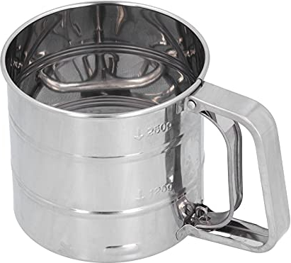 Cyrank Mehlsieb Edelstahl, Puderzuckerstreuer, Puderzuckermühle, Mehlstreuer, Zuckerstreuer, Puderzuckersieb, Staubzuckerstreuer, Handsieb, Profi-Küchensieb Für Kakao Sieb Flour Shaker Cup for Home