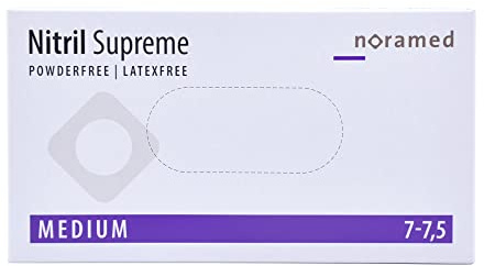 Noramed Nitril Supreme Untersuchungshandschuhe - 100 unsterile, puderfreie, latexfreie Einmalhandschuhe - Professionelle Anwender - Größe M in blau