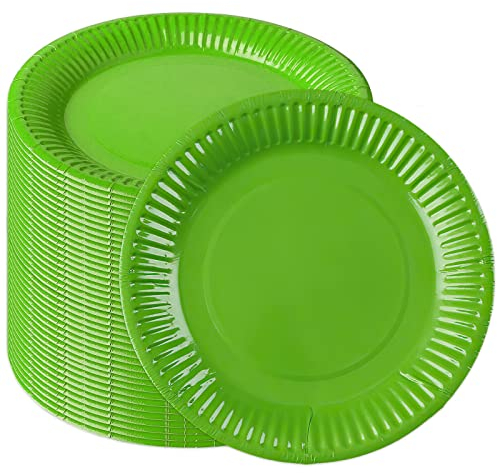 KongJies Platos Redondos Reutilizables de Papel de Colores, 7 Pulgadas, para Manualidades y Fiestas de Cumpleaños de Niños, 40 Unidades