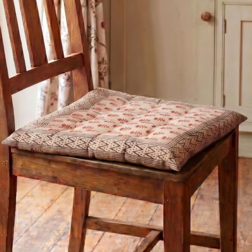 Steppkissen aus Indien, handbedrucktes Ethno Kissen 40x40 cm, Modell 14 | 100 % Baumwolle, traditioneller Blockdruck, einzigartiges Design, ideal als Stuhlkissen oder Bodenkissen