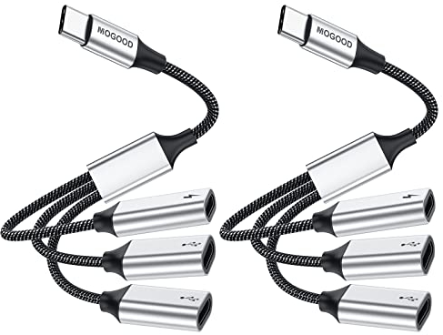 MOGOOD USB C Adapter Y Kabel Splitter - Stecker auf 3 Buchse Kabel Konverter, 3 Ports Ladegerät Hub Netzteil für Laptop (Nicht für Monitor)