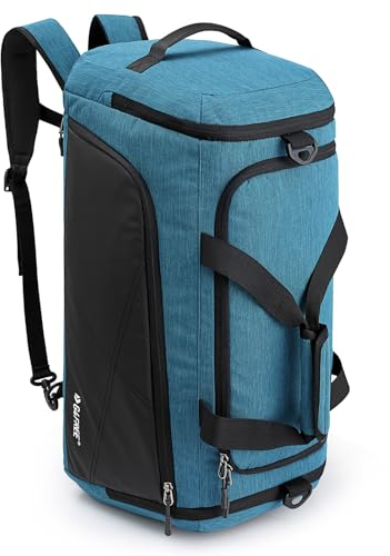 G4Free Sac à dos de voyage 3 voies 45 L/60 L Grand sac de sport avec compartiment humide et compartiment à chaussures pour voyage, natation, yoga, randonnée, camping, bleu paon, 60L, Décontracté