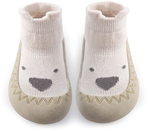 Toddler Sock Shoes Cute Baby First Walking Shoes Soft Sole with Grips for Boys Girls