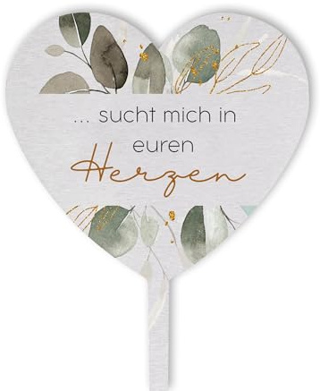 Dolorino Grabstecker Edelstahl Herz mit Spruch | sucht mich in euren Herzen | Grabschmuck | in Liebe für einen geliebte Menschen | eine wetterfeste Erinnerung aus Edelstahl | 28cm