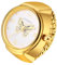 JewelryWe Ringuhr Fingeruhr Elastisch Schmetterling - Damen Analog Quarz Fingerringuhr Ring Uhr Uhrenring mit Schwarz Schmetterling Römischen Ziffern Zifferblatt und Gold Legierung Elastisch Band