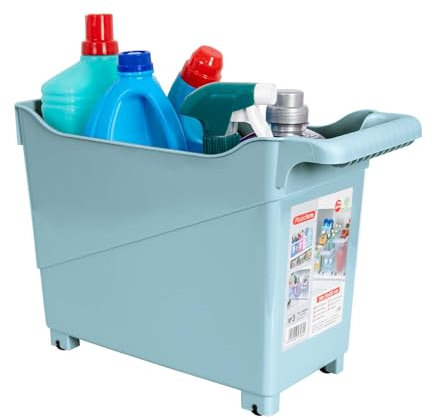 Cesta Organizadora con Ruedas Nº 3. Organizador de Cocina. Ideal Bajo Fregadero (Azul)
