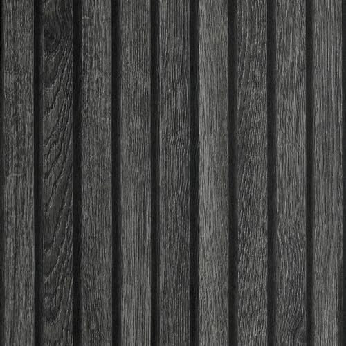 LACHEERY Panneaux à lattes en bois synthétique de 40,1 x 701 cm pour mur d'accentuation, papier peint à lattes en bois noir, panneau mural imperméable à décoller et à coller pour salle de bain,
