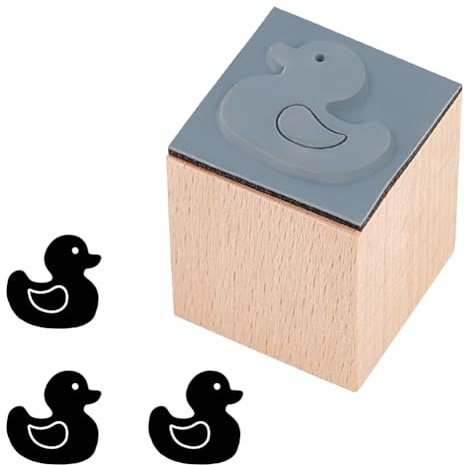 OLYCRAFT Enten Holzstempel 25mm Quadratische Holzstempel Mit Gummi 32mm Dick Vintage Gummistempel Kleiner Mini Stempel Für Scrapbooking Kartenherstellung Planer DIY Handwerk