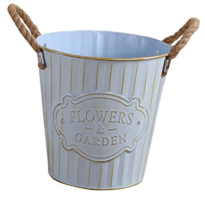 BESPORTBLE Großer Retro Eisen Blumentopf Mit Seilgriff Robust Und Kreativ Dekorativer Trockenblumen Eimer Für Fensterbank Und Wohnzimmer Metallübertopf Für Haus Und Garten