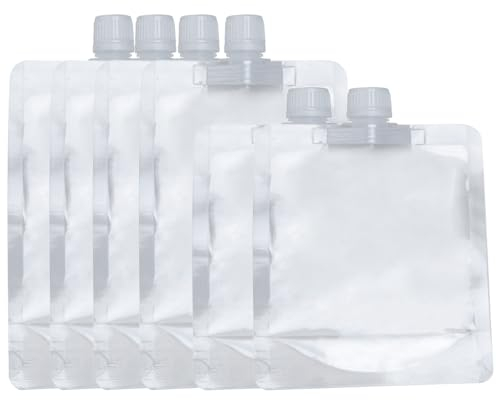 MEIYITIANNVSHEN 8 Packs Drink Pouch Drinks Flasks Plastic Flasks Concealable and Reusable Drink Pouches Disposable Drink Container for Travel Outdoor Sports Leak-Proof Foldable