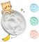 Gamelle Anti Glouton Chat Céramique - Gamelle Chat pour Alimentation Lente Série Pastel - Bol Nourriture Chat Anti Vomissement - Écuelle pour Chat avec Labyrinthe Interactif - Blanc ivoire - 16 x 3 cm