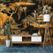 3D Tapete Chinesisches Retro-Architektur-Altes Gebäude Fototapete, Golden Wandbild Wandtapete Haupt dekorationen für Wohnzimmer Schlafzimmer Büro, Flur, 200 x 140 cm (WxH) Vlies Tapete Wanddeko